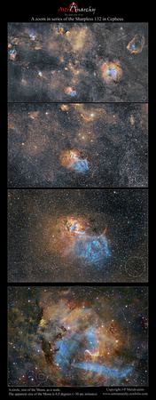 A zoom in series of the Sharpless 132