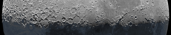 Half a Moon, terminator panorama, with the Earth shine