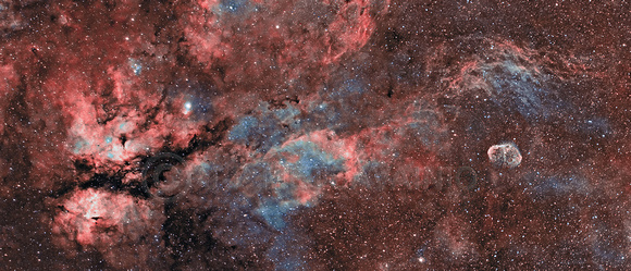 IC 1318, the "Butterfly Nebula" and the "Crescent Nebula,", NGC