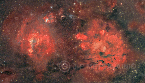 Sharpless 205, NGC 1491 and  Lynds Bright Nebula 696