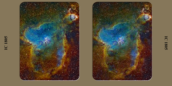 IC 1805, the Heart nebula in HST-palette